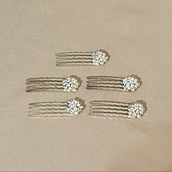Set of 5 Silver & Glass Hair Pins main image 5